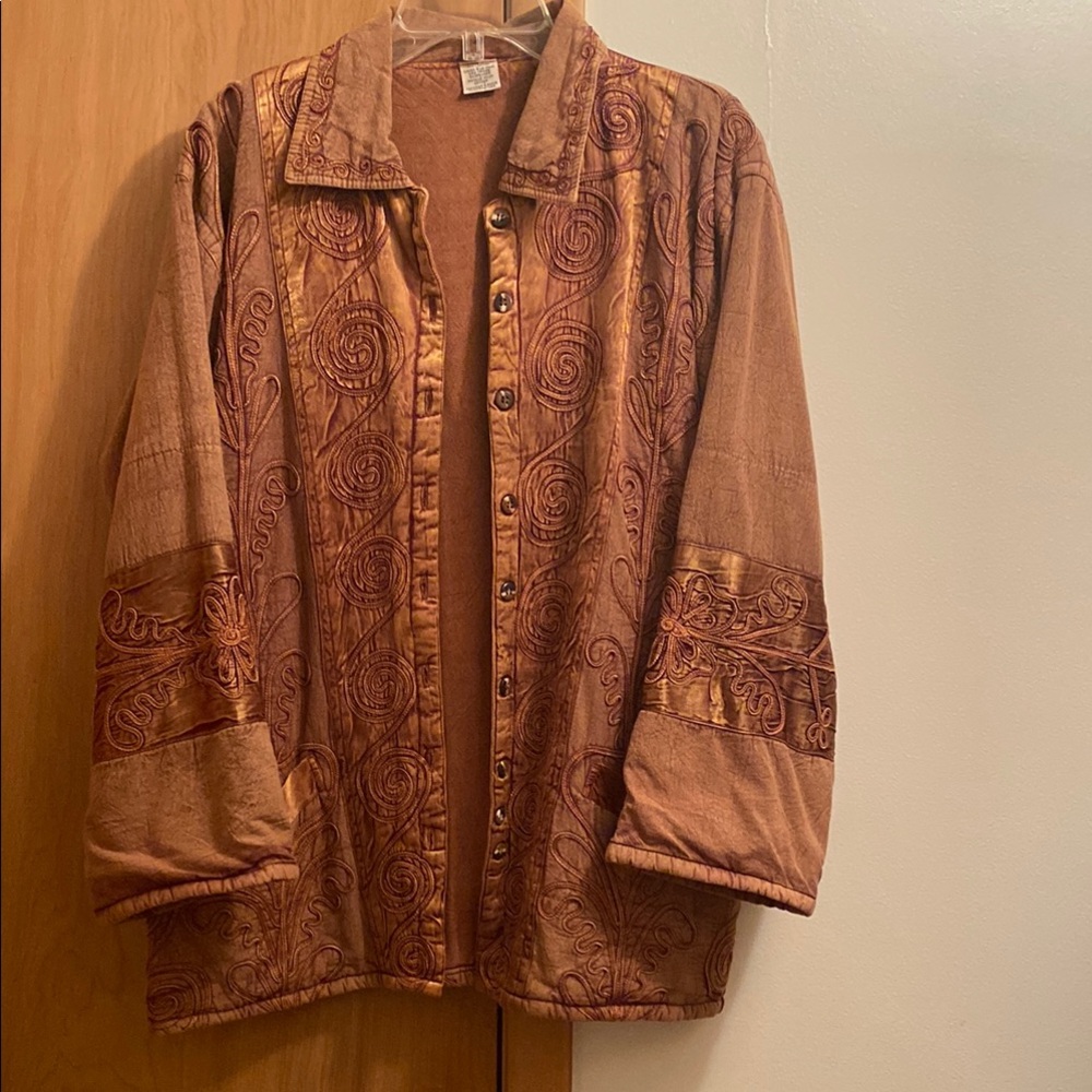 Embroidered Brown and Red Jacket